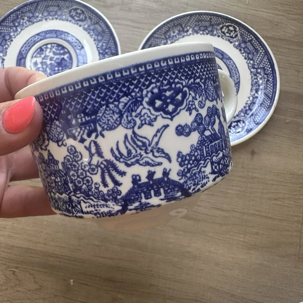 Willow Ware By Royal China Tea Coffee Cup & Saucer Set Plus Extra Saucer - Picture 2 of 12